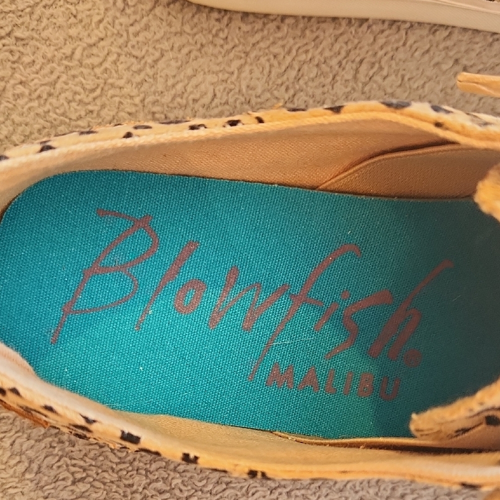 Blowfish Leopard Print Sneakers in Tan, Black and Teal Insole - Picture 2 of 4